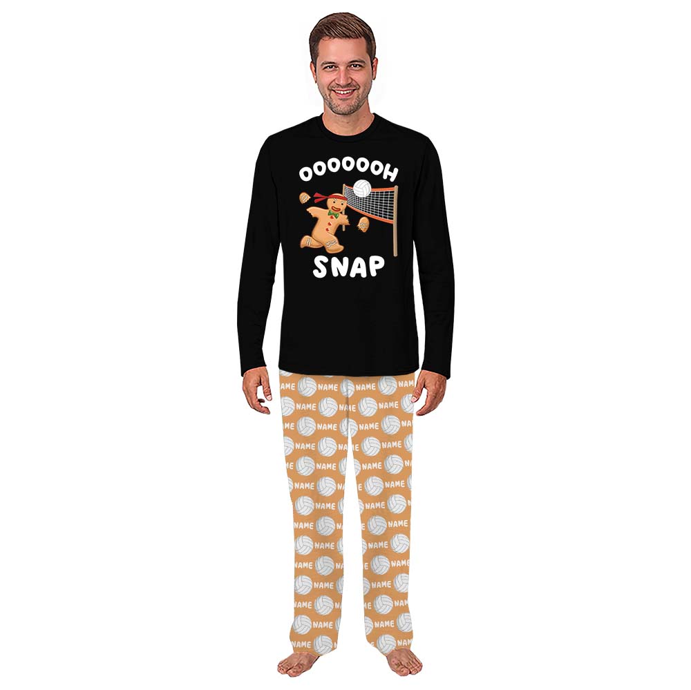 Volleyball Gingerbread Matching Family And Dog Pajamas With Custom Name 3